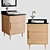 Modern 24" Teak Vanity Set 3D model small image 1