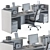 Modern Black Wood Office Desk 3D model small image 4