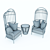 Elegant Velvet Armchair 3D model small image 2