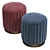 Roche Teal Velvet Stool 3D model small image 3