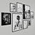 Modern Black & White Photo Frames Set 3D model small image 2