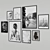 Modern Black & White Photo Frames Set 3D model small image 3