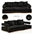 Luxury Velvet Gold Stand Modern Sofa 3D model small image 1