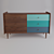 Retro-Inspired Colorful 6-Drawer Walnut Dresser 3D model small image 3