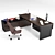 Custom Office Table with Side Cabinet (2300x850x750 mm) 3D model small image 4