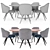 Modern Leslie Table Set 3D model small image 2