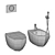 Globo 4all Bidet Set: Devit Mixer & Geberit Flush Button 3D model small image 5