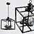 Rustic Black Lantern Chandelier 3D model small image 1