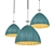 Edsel01 Pendant Light Collection - Ribbed Glass Shades 3D model small image 1