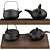 Sleek Steel Coffee Teapot Set 3D model small image 1