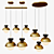 Pompon Gold Pendant Lamp: Elegant Metal and Glass Lighting 3D model small image 1