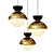 Pompon Gold Pendant Lamp: Elegant Metal and Glass Lighting 3D model small image 2