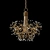 Quartz Crystal Gold Leaf Chandelier 3D model small image 1