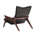 Sleek Black Leather Lounge Chair by Adrian Pearsall 3D model small image 2