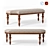 Elegant Tuxedo Classic Bench: Fabric & Wood Seating 3D model small image 1