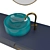 Turquoise Ceramic Sink Set 3D model small image 2