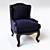 Elegant French Louis XV Chair 3D model small image 1