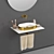 Horizon Washbasin: Gold-White & Silver-White 3D model small image 3