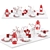 Elegant Red and White Table Setting 3D model small image 1