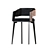 Elegant Walnut and Brass Bar Chair 3D model small image 2