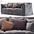 Vintage Gray Sofa: 98x248x87cm 3D model small image 1