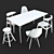 Modern Dining Set: Table & Chairs 3D model small image 6