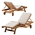 Cyan Teak Sun Lounger: Ultimate Luxury 3D model small image 1