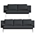 Modern Double Sofa in Light Gray 3D model small image 3