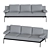 Elegant Light Gray Triple Sofa 3D model small image 1