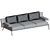 Elegant Light Gray Triple Sofa 3D model small image 3