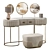Modern Crystal Vanity Set with Pouf 3D model small image 1