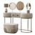 Modern Crystal Vanity Set with Pouf 3D model small image 2