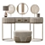 Modern Crystal Vanity Set with Pouf 3D model small image 3