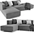 BoConcept Carmo Contemporary Chaise Longue Sofa 3D model small image 3