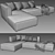 BoConcept Carmo Contemporary Chaise Longue Sofa 3D model small image 4