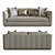 Paris Sofa: Antique Pewter Finish 3D model small image 1