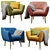 Modern Ergonomic Armchair with Wooden Legs 3D model small image 3