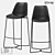 Metal and Leather Bar Stool 3D model small image 1