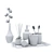 Bathroom Décor Set: Dispenser, Cream, Candle, Aromatherapy, Toothbrush Holder, Glass Vase. 3D model small image 2