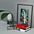 Eclectic Decor Set: Photo Frame, Books, Candles, Glasses 3D model small image 2