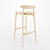 Classic Wood Bar Stool 3D model small image 2