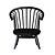 Stylish Crinolette Birch Armchair 3D model small image 4