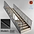 Sleek Glass and Metal Staircase 3D model small image 1