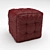 Leather Cube Pouf 3D model small image 3