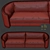 Renaissance-inspired Velvet Upholstered Wales II Sofa 3D model small image 3