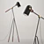 Sleek Metal Floor Lamp with Brown Leather Accents 3D model small image 1