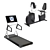 Premium Gym Equipment Set 3D model small image 1