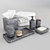 Luxury Black Marble Bath Set 3D model small image 4