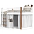 Modern White Oak Low Loft Bed 3D model small image 2