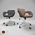 2-in-1 Office Chair: Grey & Brown Fabrics 3D model small image 1